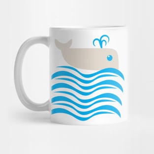 Whale Swimming Ocean Waves Cartoon Mug